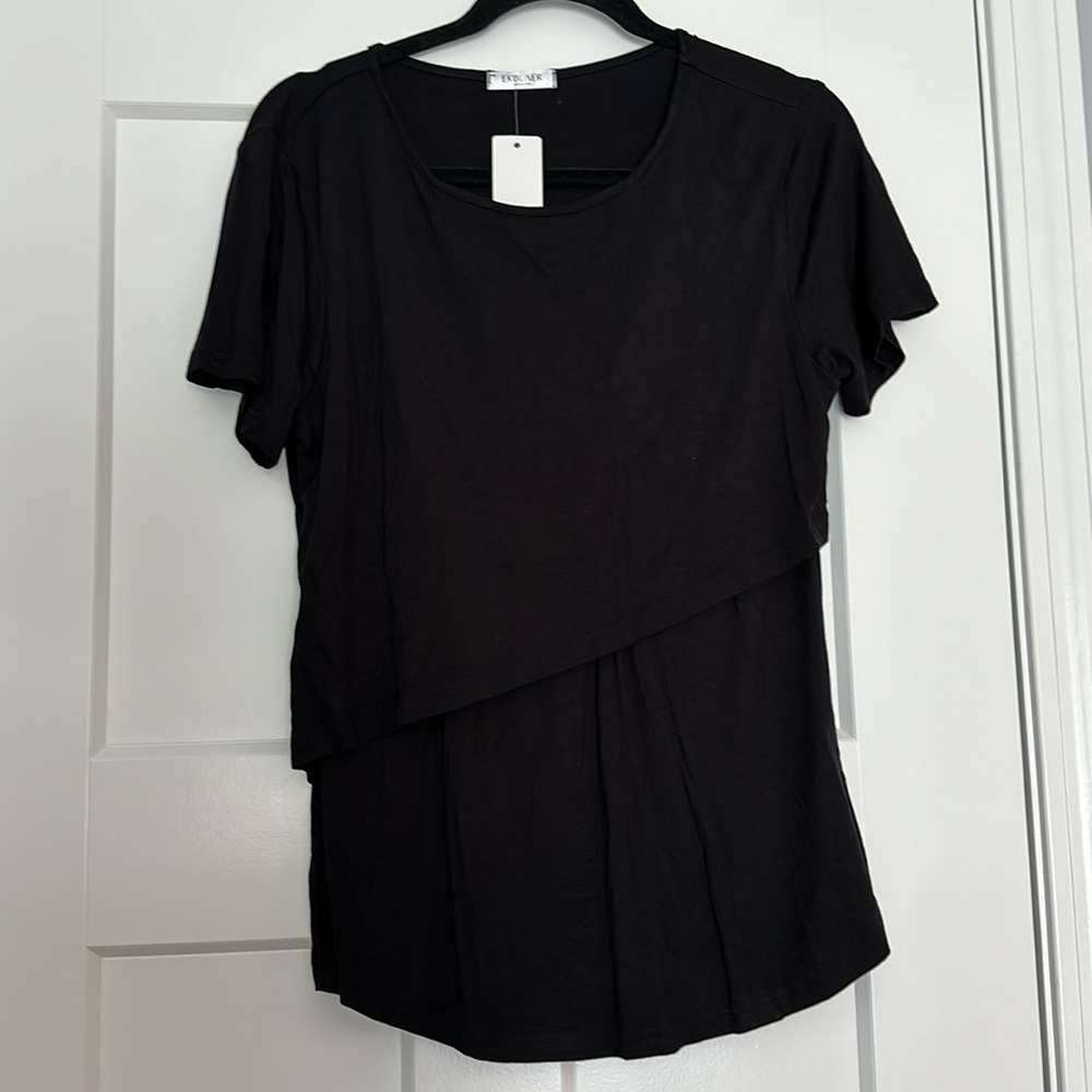 Ekouaer black nursing short sleeve t-shirt
